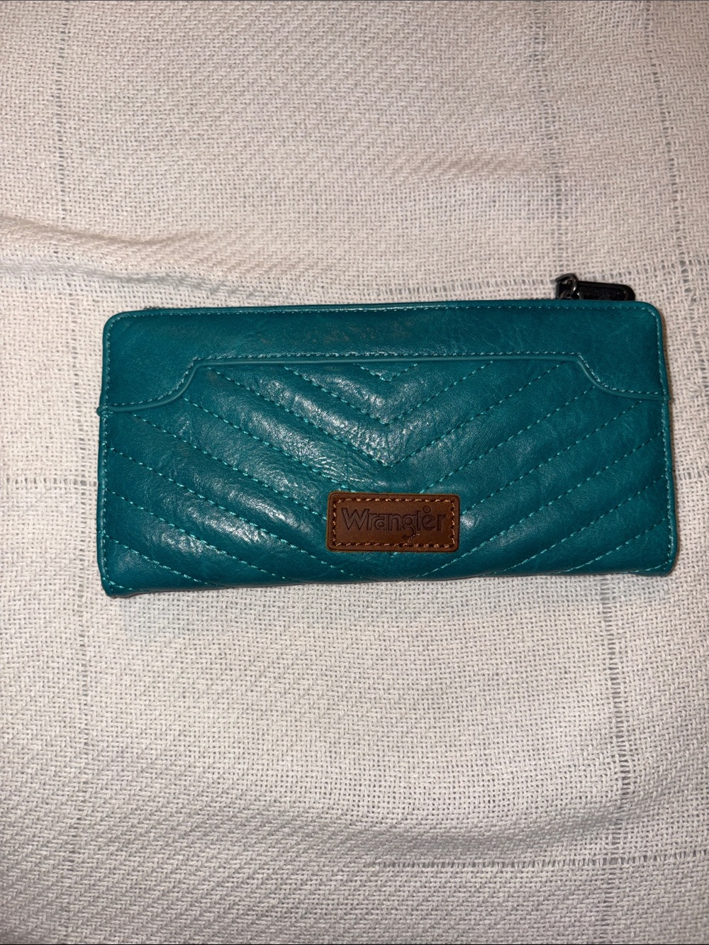 Wrangler Teal Chevron Zip-Around Wallet
